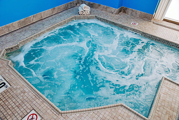 Overhead view of the jacuzzi in the Steel Fitness Premier spa.