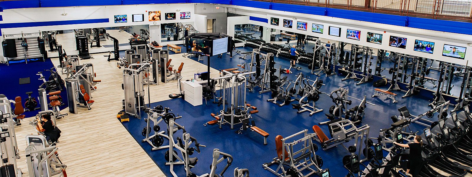 View of the fitness floor and exercise equipment at Steel Fitness Premier in Allentown, PA.